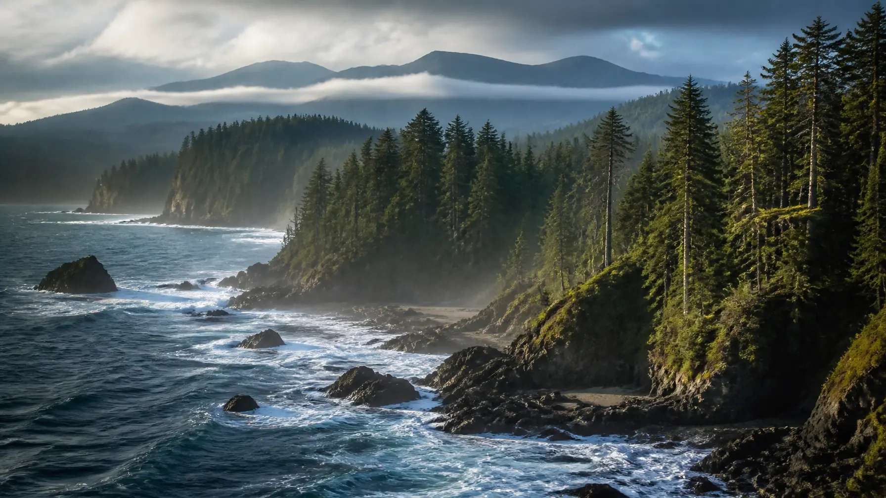 Pacific coastline and forest on Vancouver Island
